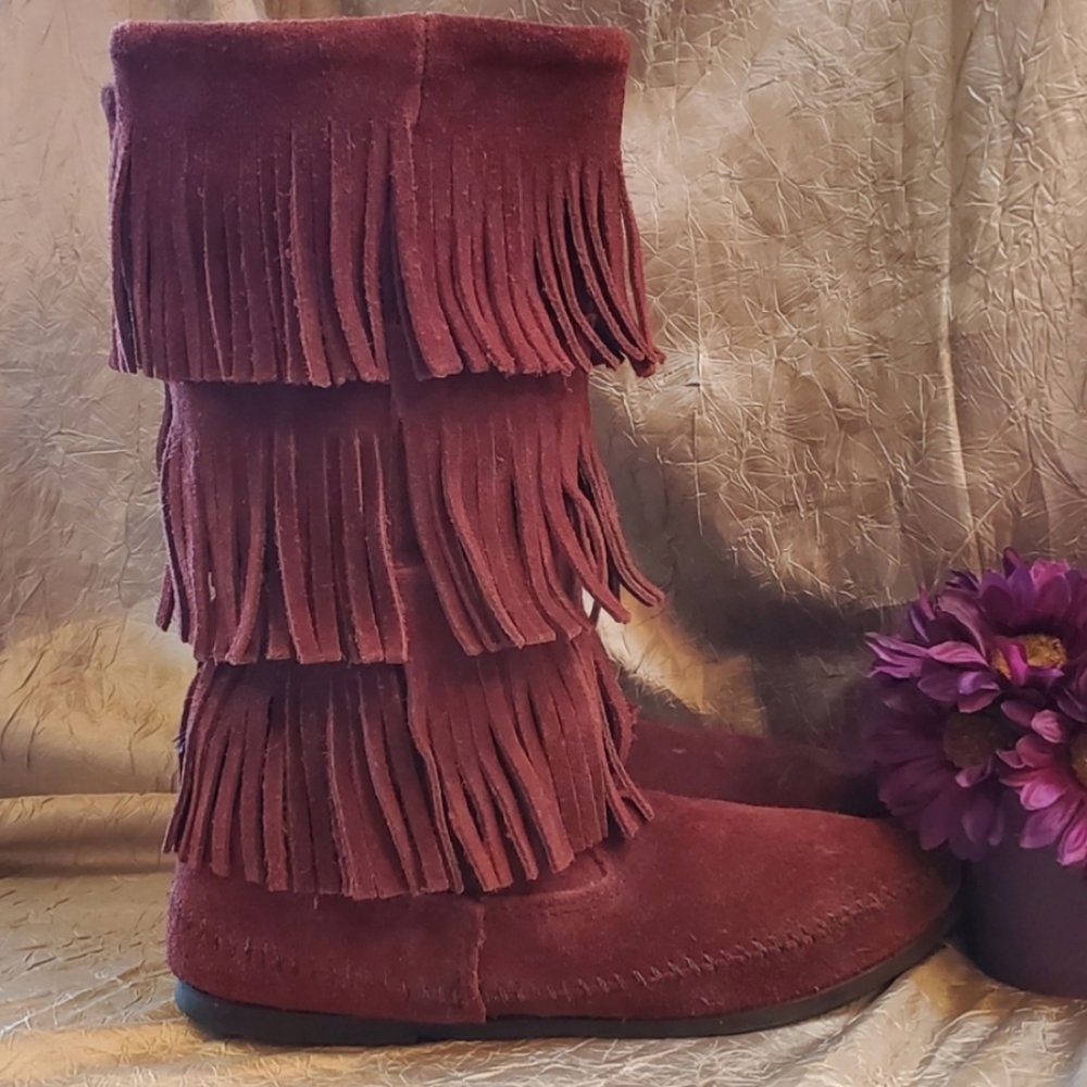 MINNETONKA SUEDE BOOTS SZ 9 - Picture 1 of 11